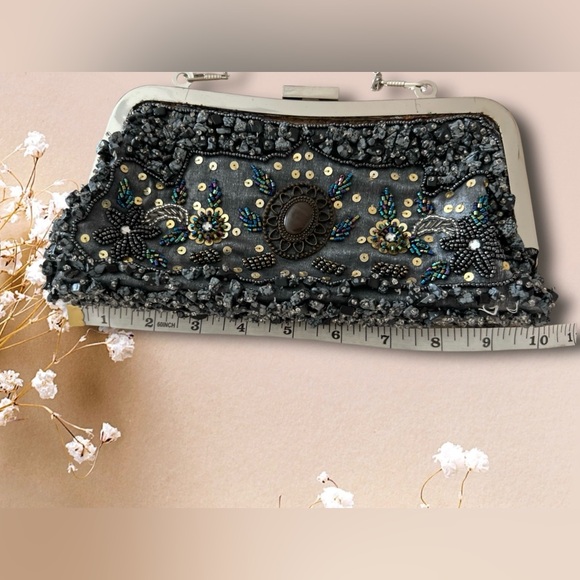 Embellished Evening Beaded Clutch Bag with Chain Strap - Picture 8 of 13